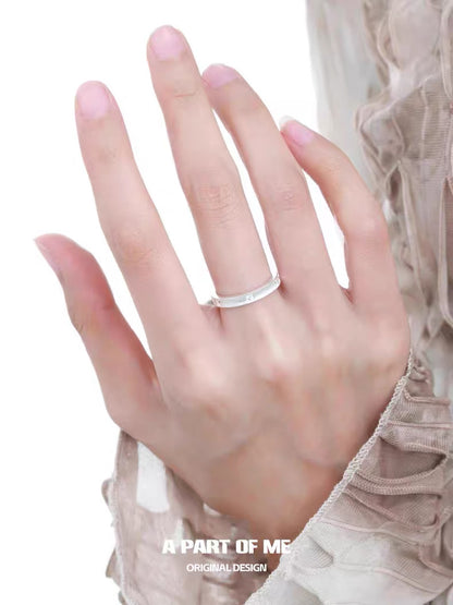 Basic Band S925 Sterling Silver Cubic Zirconia Adjustable Ring
