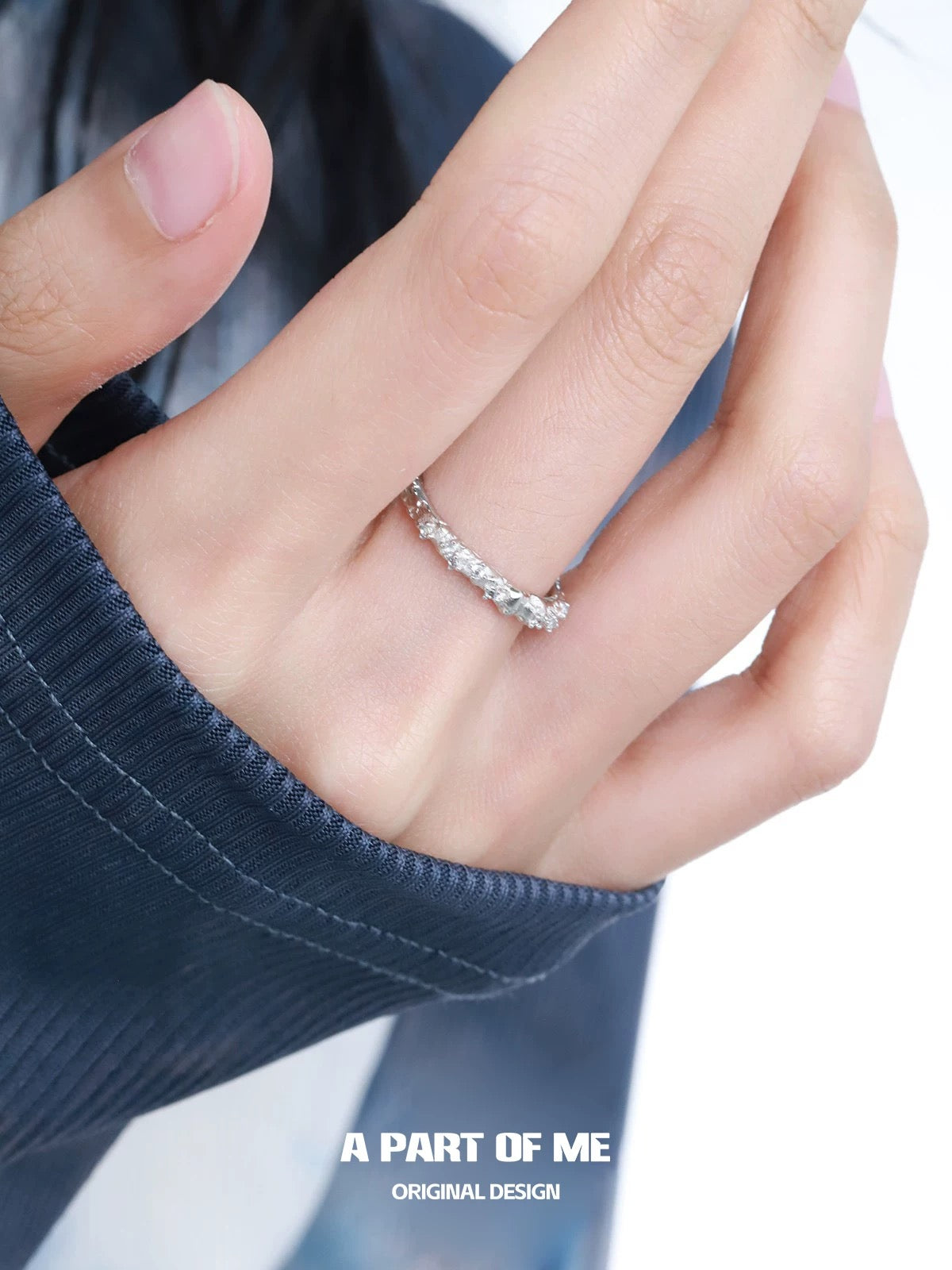 Mini Blue Zirconia S925 Sterling Silver Adjustable Ring