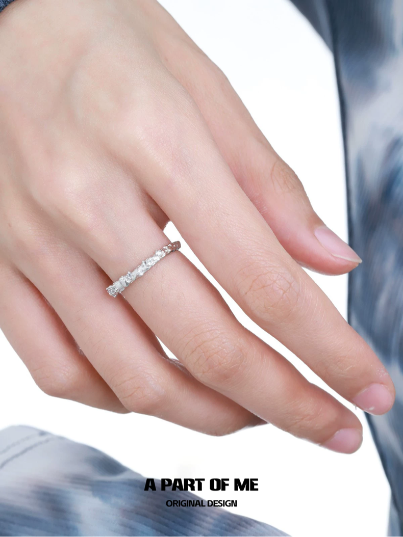 Mini Blue Zirconia S925 Sterling Silver Adjustable Ring