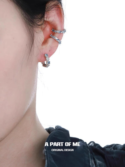 Icy 18K Platinum Plating Blue Zirconia Earcuffs & Earrings
