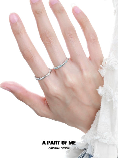 Frozen Sea S925 Sterling Silver Adjustable Couple Ring