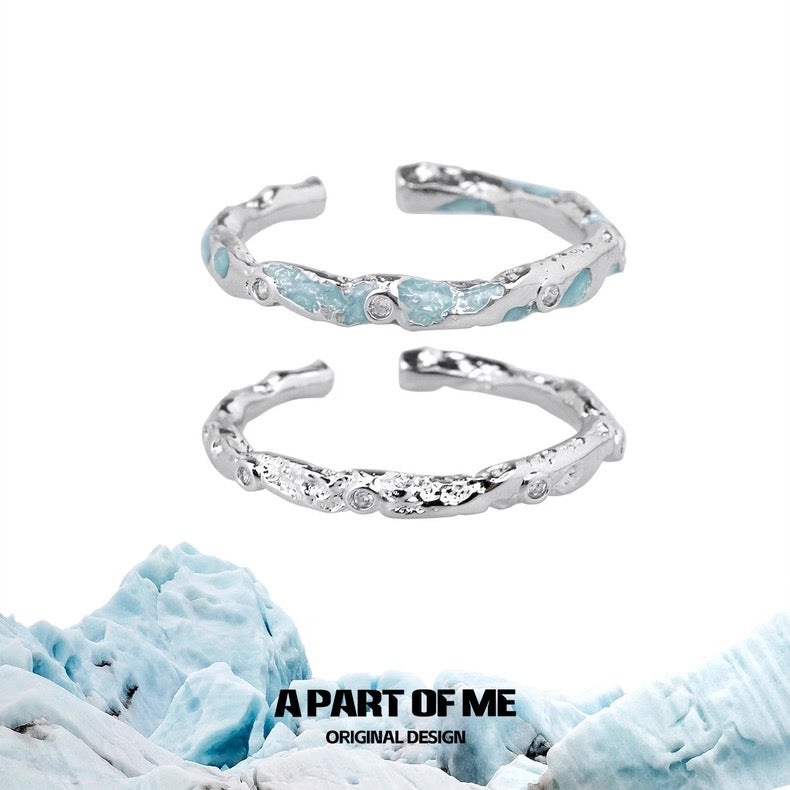 Frozen Sea S925 Sterling Silver Adjustable Couple Ring