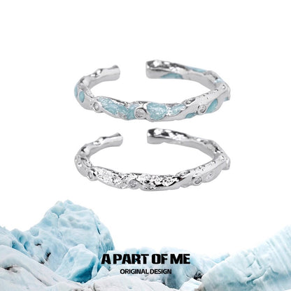 Frozen Sea S925 Sterling Silver Adjustable Couple Ring