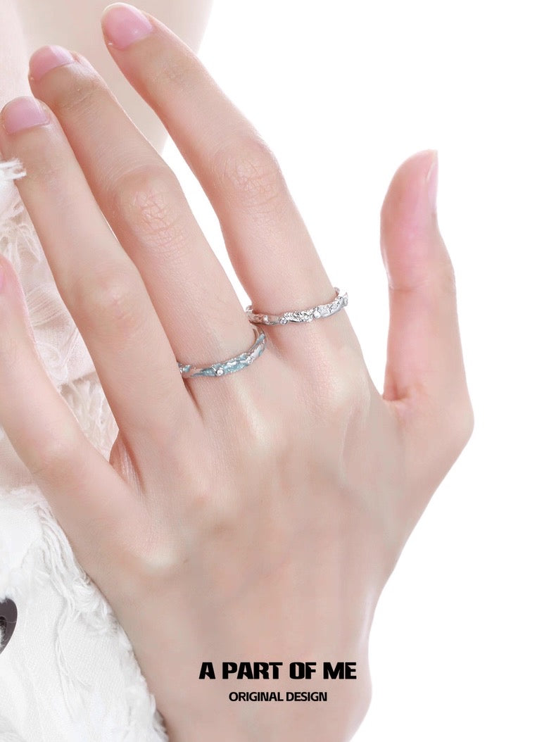 Frozen Sea S925 Sterling Silver Adjustable Couple Ring