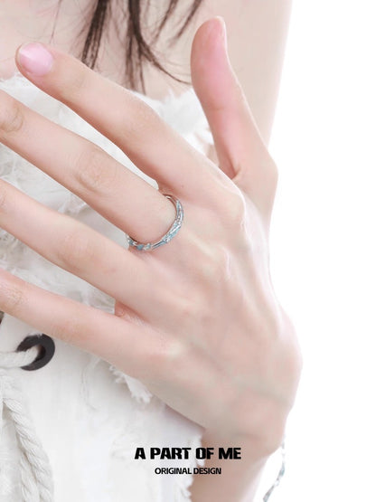 Frozen Sea S925 Sterling Silver Adjustable Couple Ring