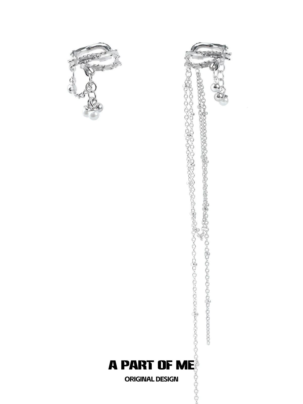 Pearl & Diamond 18K Platinum Plating Earcuffs