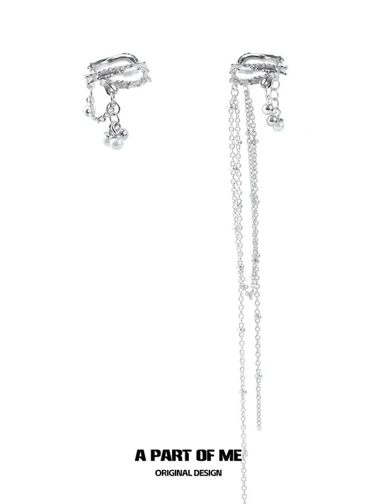 Pearl & Diamond 18K Platinum Plating Earcuffs