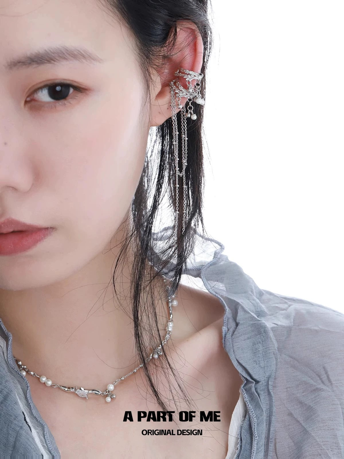 Pearl & Diamond 18K Platinum Plating Earcuffs