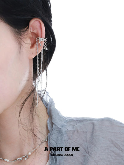 Pearl & Diamond 18K Platinum Plating Earcuffs