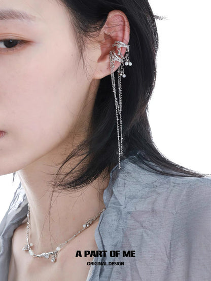 Pearl & Diamond 18K Platinum Plating Earcuffs