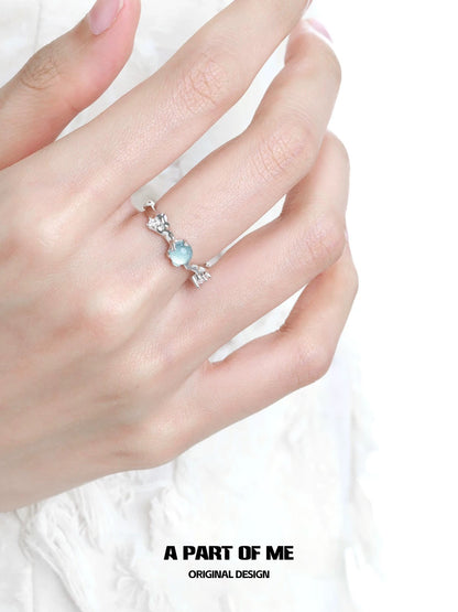 Teardrop S925 Sterling Silver Adjustable Ring