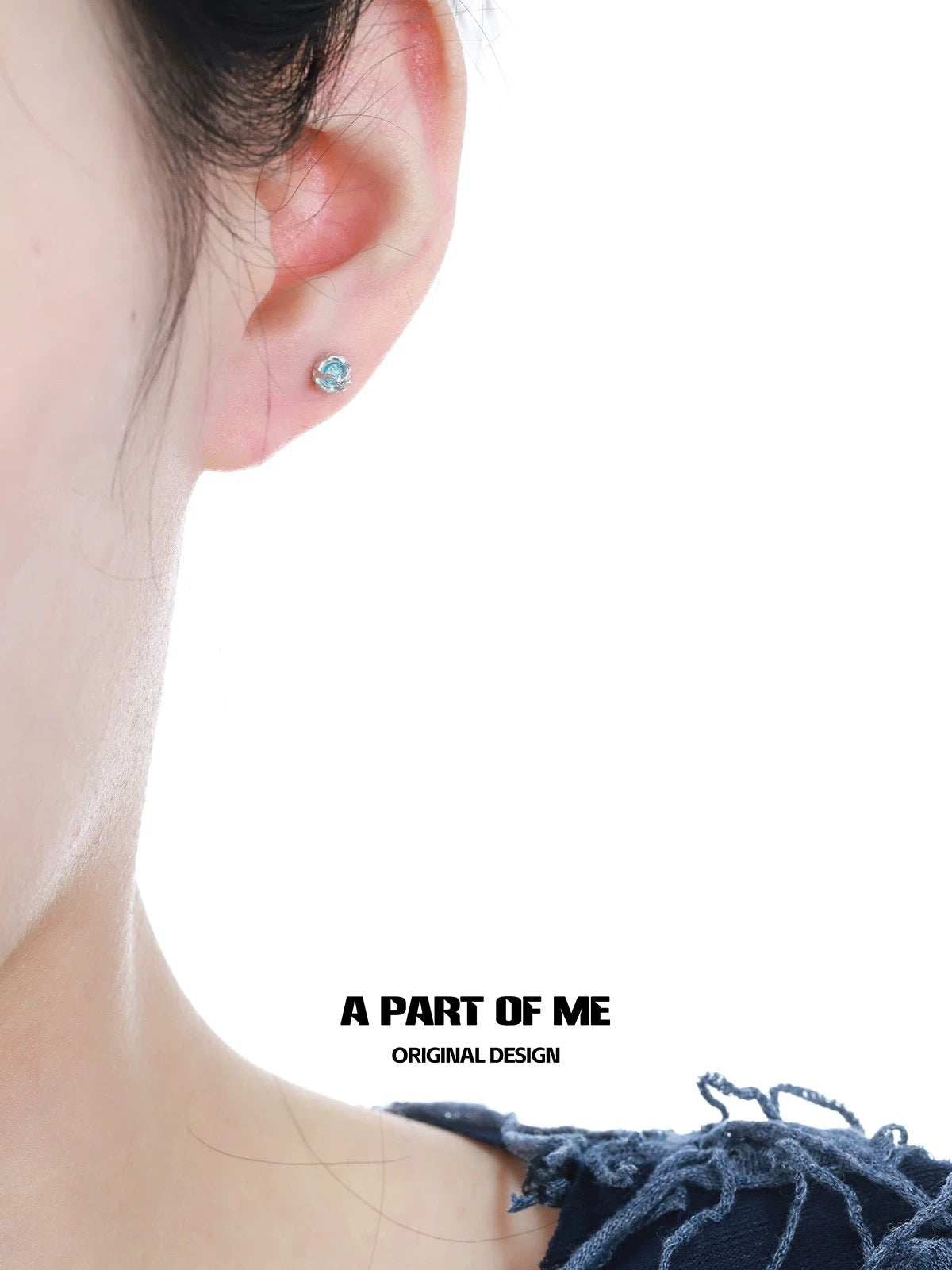 Basic S925 Sterling Silver Mini Blue Zircon Stud Earrings