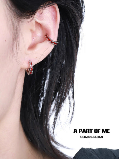 Venom 18K Platinum Plating Earcuffs & S925 Sterling Silver Huggies Earrings