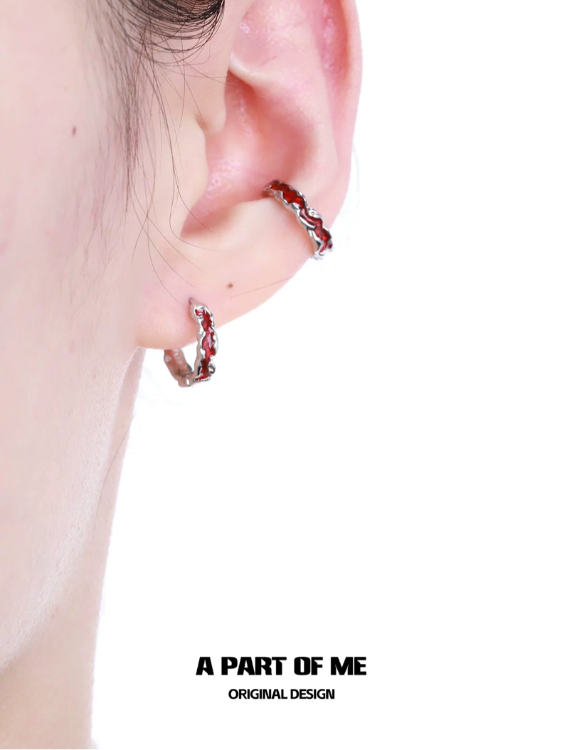 Venom 18K Platinum Plating Earcuffs & S925 Sterling Silver Huggies Earrings