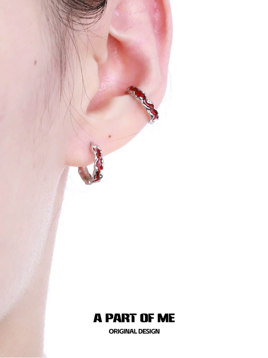 Venom 18K Platinum Plating Earcuffs & S925 Sterling Silver Huggies Earrings