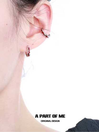 Venom 18K Platinum Plating Earcuffs & S925 Sterling Silver Huggies Earrings
