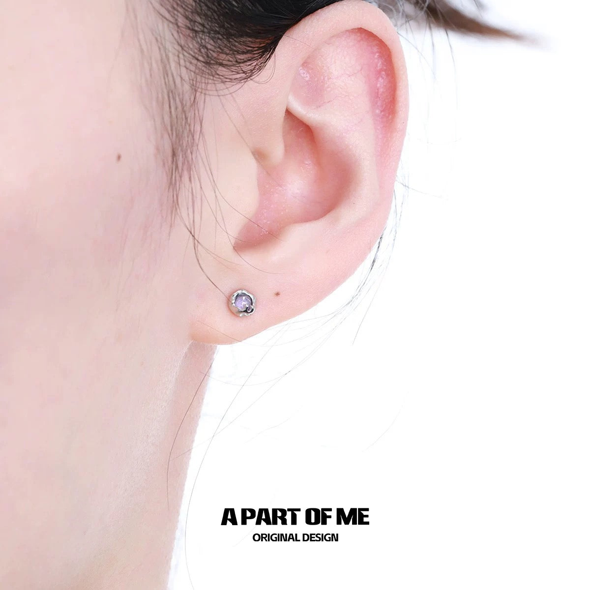 Mini Purple S925 Sterling Silver Stud Earrings