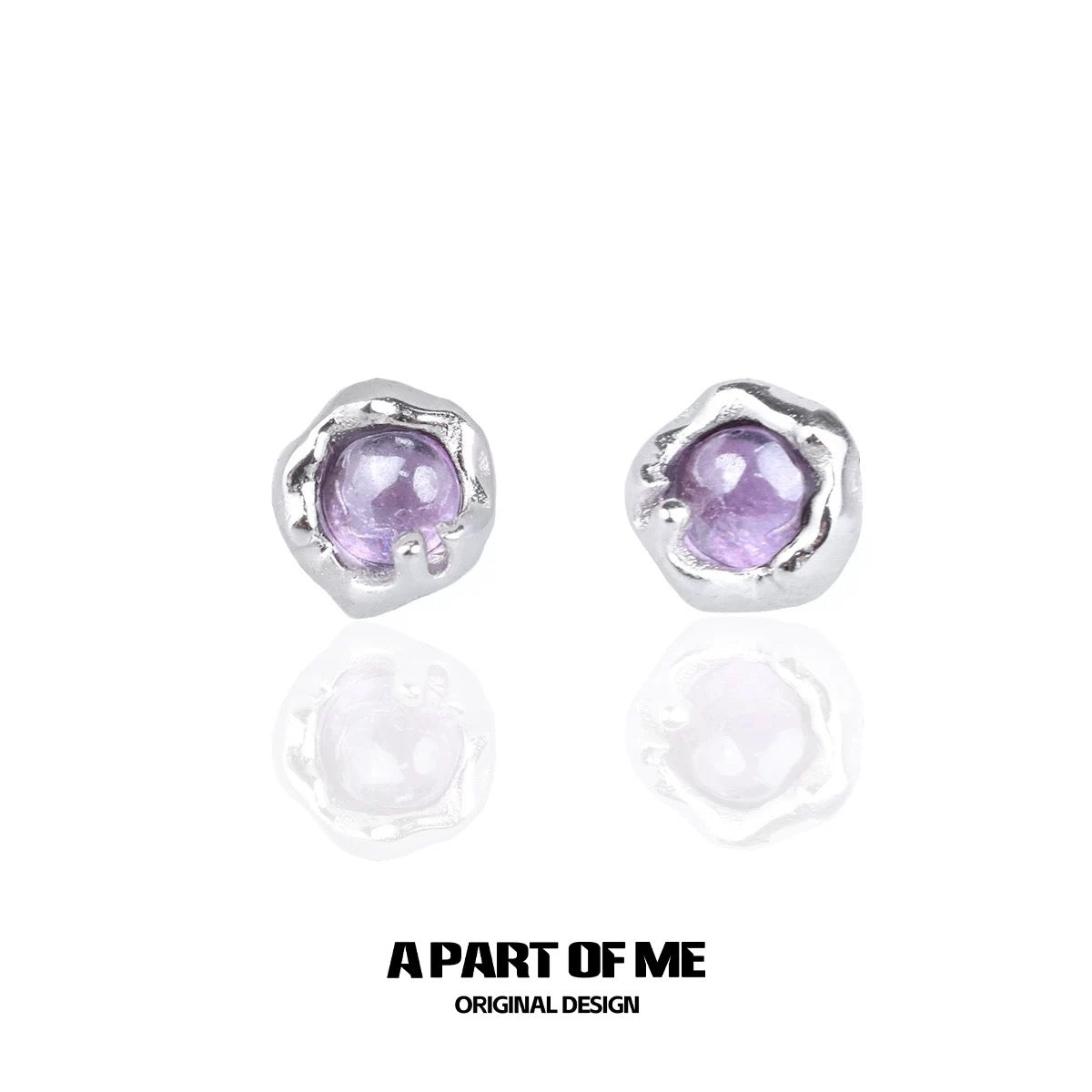 Mini Purple S925 Sterling Silver Stud Earrings