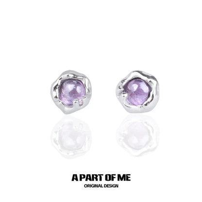Mini Purple S925 Sterling Silver Stud Earrings