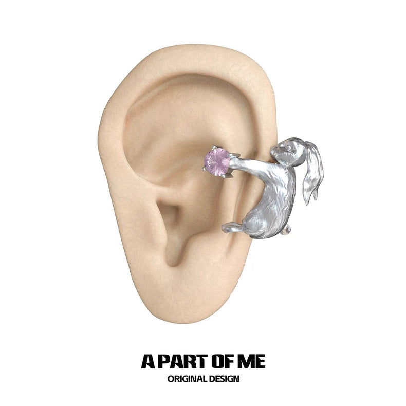 Wealthy Rabbit 18K Platinum Plating Easter Bunny Earcuffs