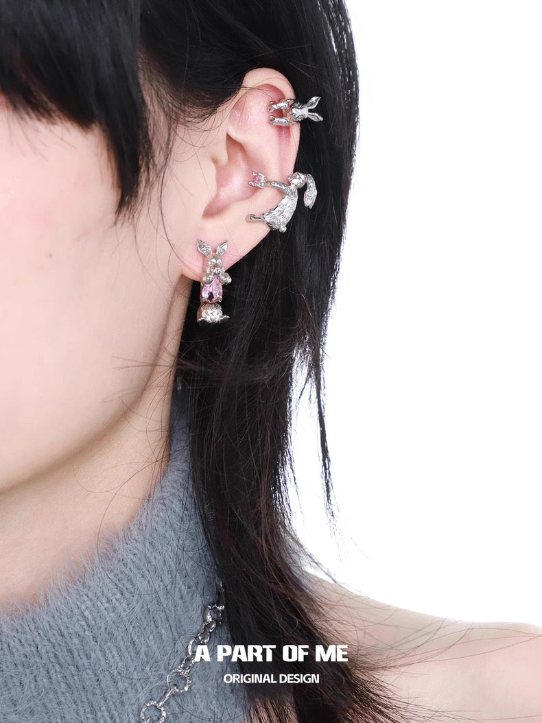 Wealthy Rabbit 18K Platinum Plating Easter Bunny Earcuffs