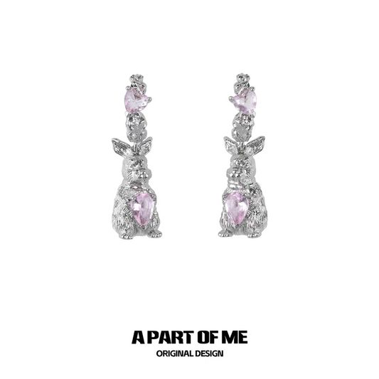 Wealthy Rabbit 18K Platinum Plating Easter Bunny Half Hoop Earrings