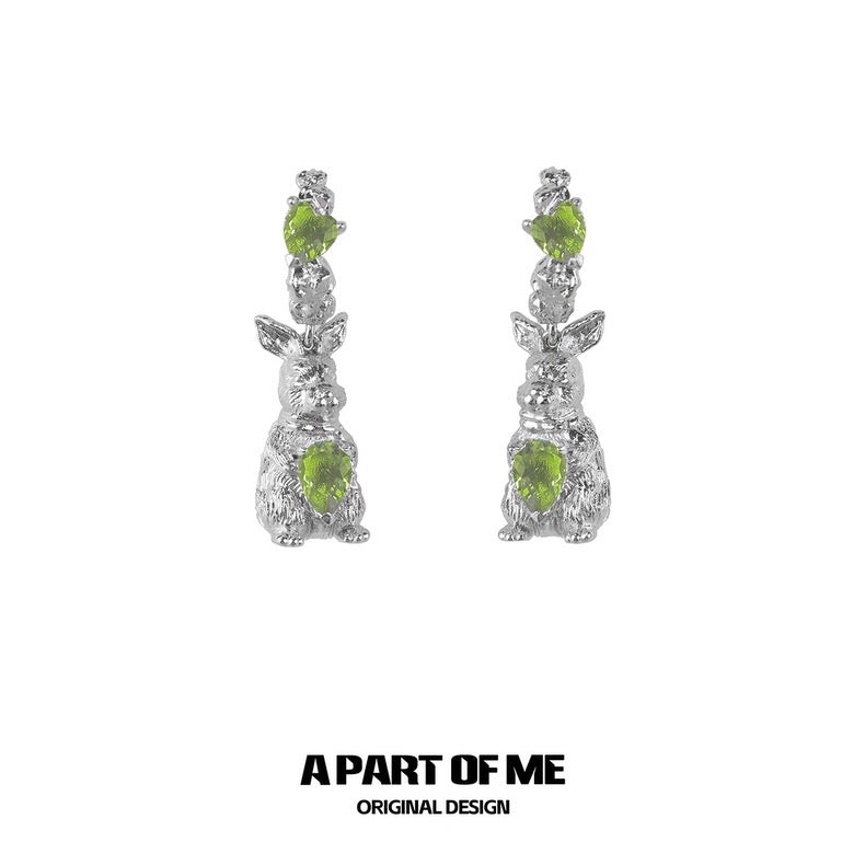 Wealthy Rabbit 18K Platinum Plating Easter Bunny Half Hoop Earrings