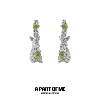 Wealthy Rabbit 18K Platinum Plating Easter Bunny Half Hoop Earrings