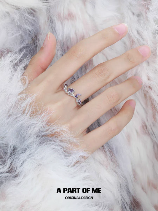 Pure Love S925 Sterling Silver Lavender Adjustable Ring
