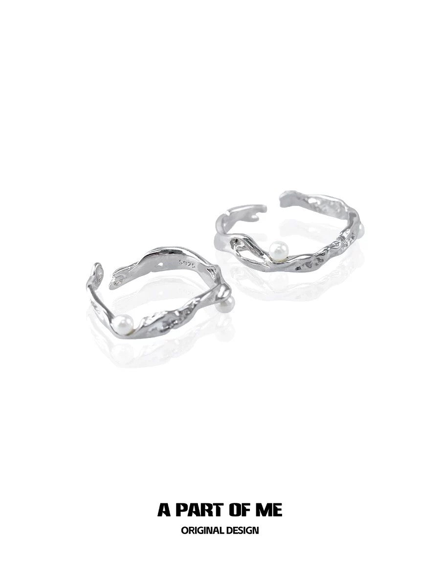 Pearl & Diamond S925 Sterling Silver Adjustable Ring