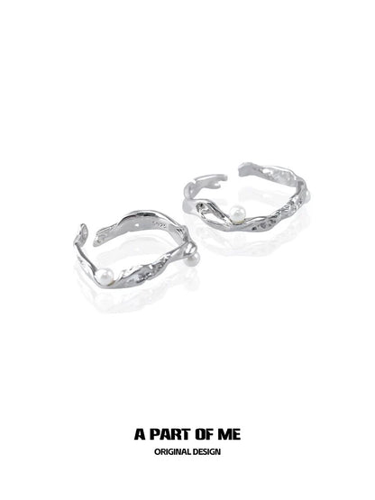 Pearl & Diamond S925 Sterling Silver Adjustable Ring