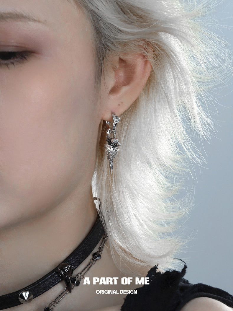 Crow Collection 18K Platinum Plating Detachable Huggies Earrings