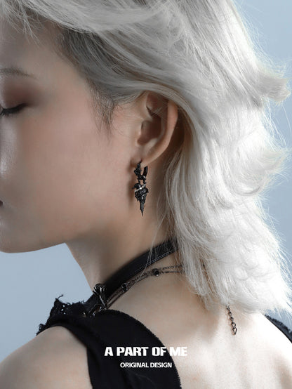 Crow Collection 18K Platinum Plating Detachable Huggies Earrings
