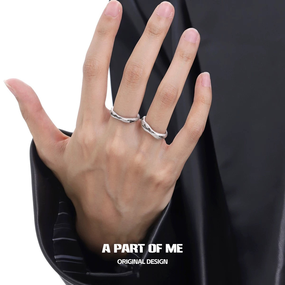 Melted Line S925 Sterling Silver Couple Rings