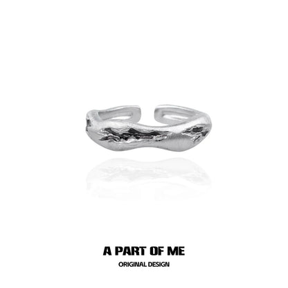 Melted Line S925 Sterling Silver Couple Rings