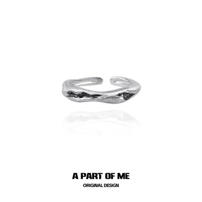 Melted Line S925 Sterling Silver Couple Rings