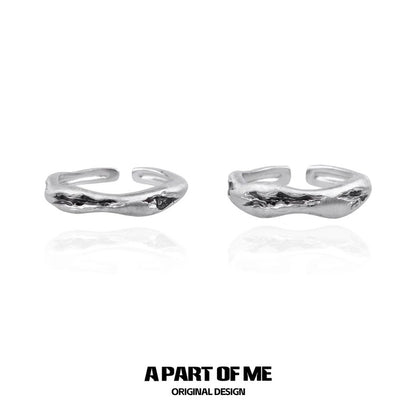 Melted Line S925 Sterling Silver Couple Rings