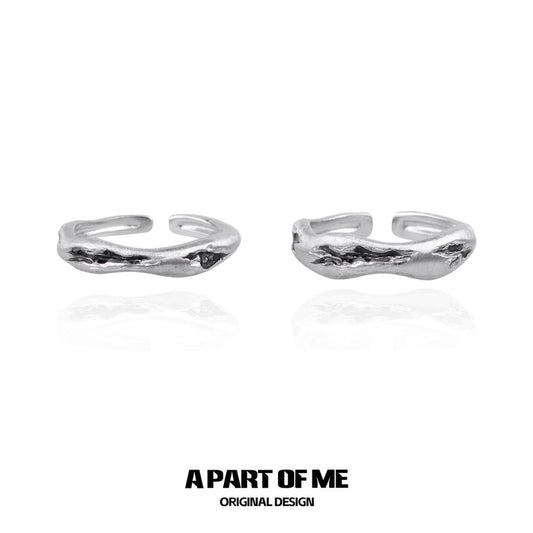Melted Line S925 Sterling Silver Couple Rings
