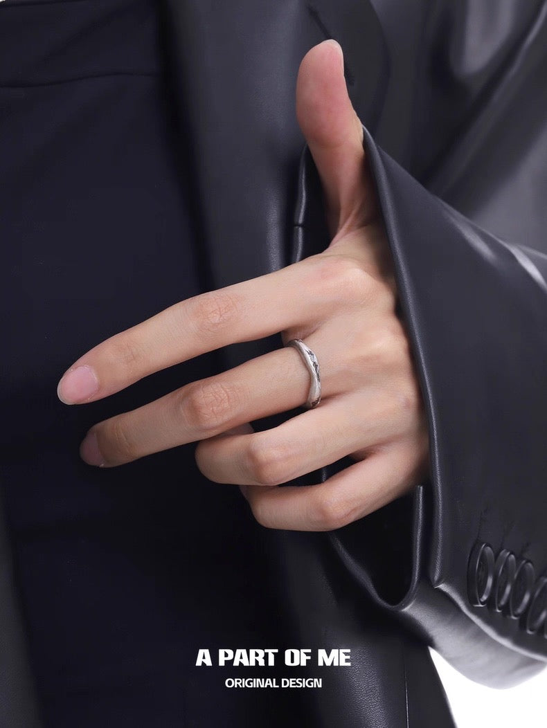 Melted Line S925 Sterling Silver Couple Rings