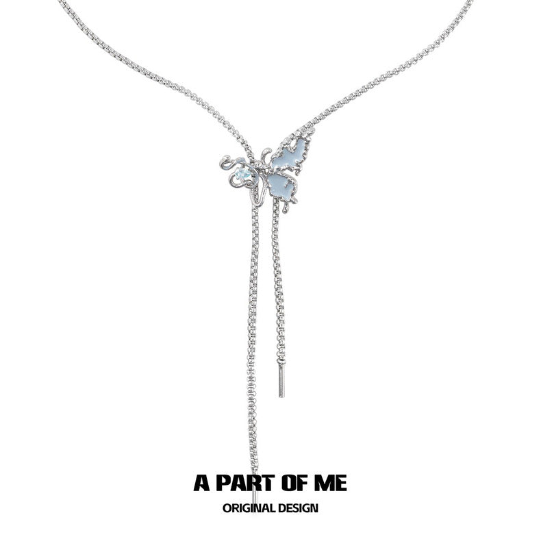 Mutate Butterfly 18K Platinum Plating Snake ＆ Butterfly Lariat Necklace