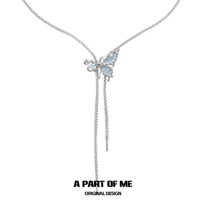 Mutate Butterfly 18K Platinum Plating Snake ＆ Butterfly Lariat Necklace