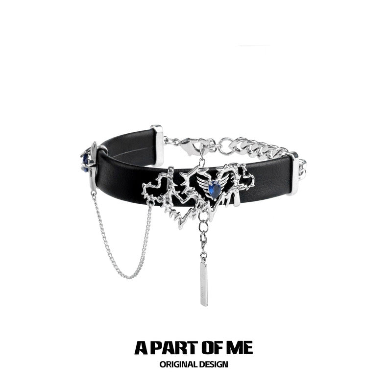 Heart Thorns 18K Platinum Plating Punk Style Leather Bracelet