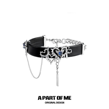 Heart Thorns 18K Platinum Plating Punk Style Leather Bracelet