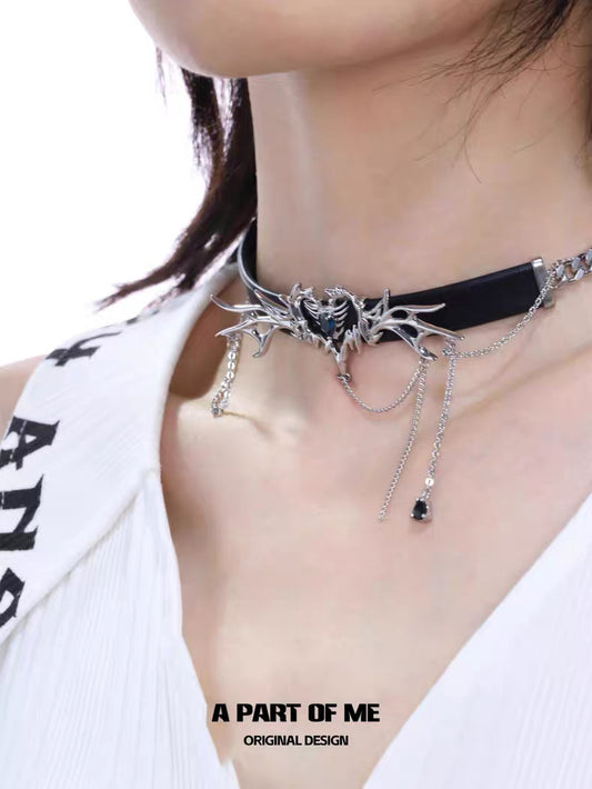 Heart Thorns 18K Platinum Plating Punk Style Choker