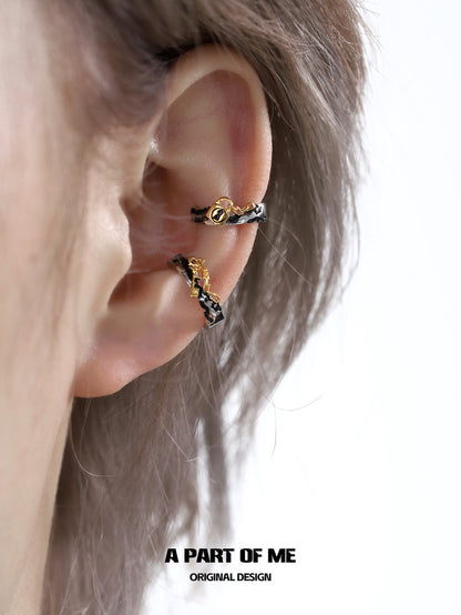Lock & Key 18K Platinum Plating Leopard Pattern Earcuffs