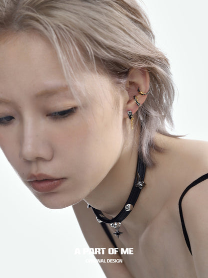 Lock & Key 18K Platinum Plating Leopard Pattern Earcuffs