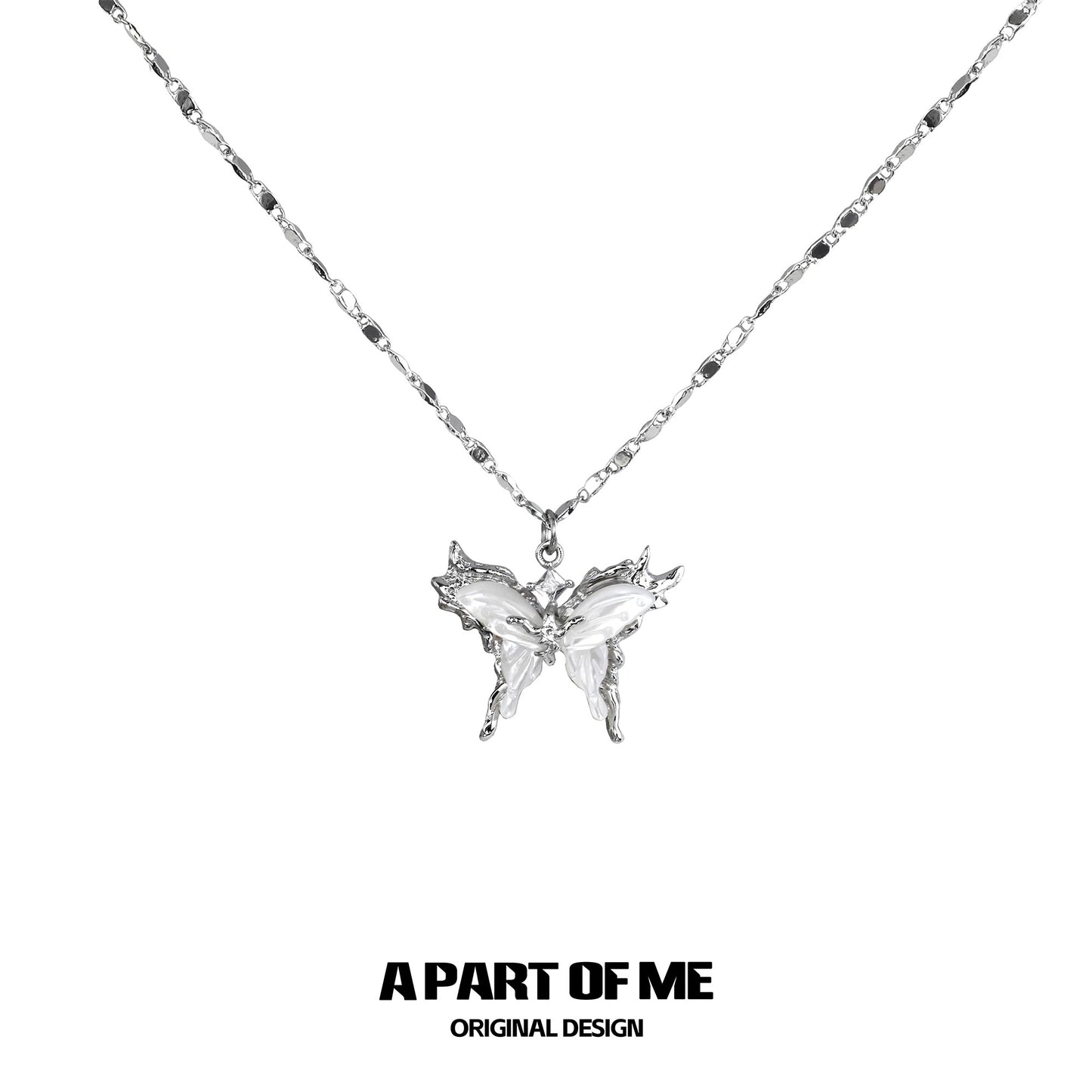 Mint Mambo Butterfly 18K Platinum Plating Beads Choker and Butterfly Pendant Necklace
