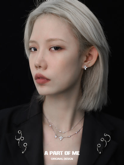 Stigmata S925 Sterling Silver Natural Shell Double Layered Necklace