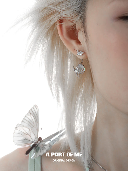 Mint Mambo Butterfly 18K Platinum Plating Butterfly Detachable Stud Earrings
