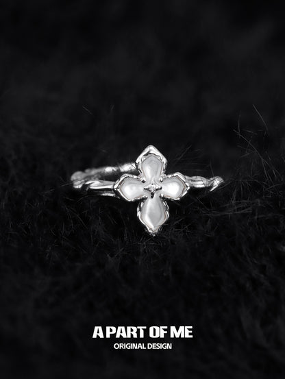 Stigmata S925 Sterling Silver Natural Shell Adjustable Ring